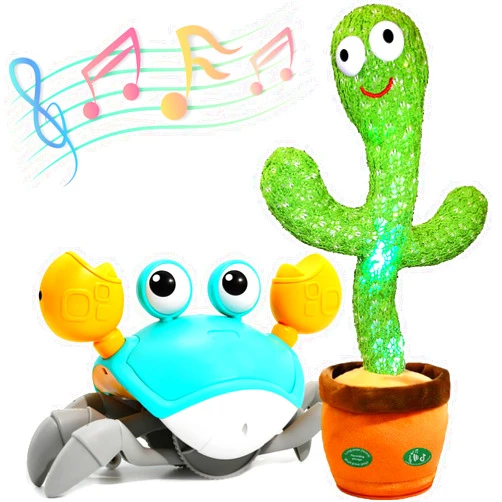 Pbooo Interactive Dancing Cactus and Crawling Baby Toy Set - Perfect for Fun and Development