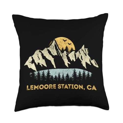 Lemoore Station CA Lake Mountain Souvenir Lemoore Station California Mountain Sunset Sunrise CA Throw Pillow