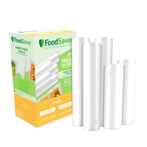 FoodSaver Custom Length Vacuum Sealer Bags Multipack, 5 Count Rolls for Airtight Food Storage and Sous Vide - Compatible with FoodSaver, 8 (2 Pack) and 11 (3 Pack)