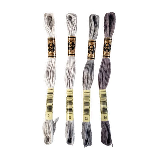 Generic DMC 6-Strand Embroidery Cotton Bundle - Tin Color Family -4 Skeins of Thread - 8.7yd Skeins
