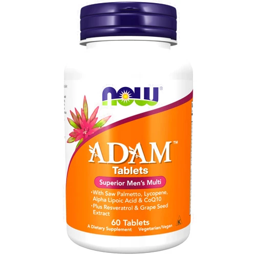 NOW Foods Supplements, ADAM™ Men's Multivitamin with Saw Palmetto, Lycopene, Alpha Lipoic Acid and CoQ10, Plus Natural Resveratrol & Grape Seed Extract, 60 Tablets