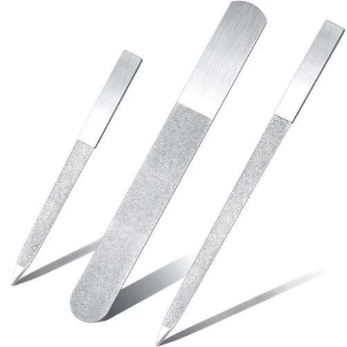Mudder 3 Pieces Diamond Nail File Set Stainless Steel Double Side Nail File Metal Sapphire Buffer File Manicure Files Natural Nail Emery Boards for Salon Home and Travel Women Men