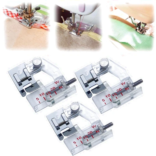 Generic 3 pcs Adjustable Bias Tape Binding Foot,2024 New Sewing Machines Presser Foot Bias Tape Presser Foot for All Low Shank Snap-On Sewing Machine Industrial and Household,Adjustable Range is from 5-20mm
