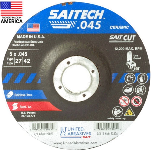 United Abrasives-SAIT 22073 Saitech™ High Performance Cut-Off Wheels (Type 27/Type 42 Depressed Center) 5