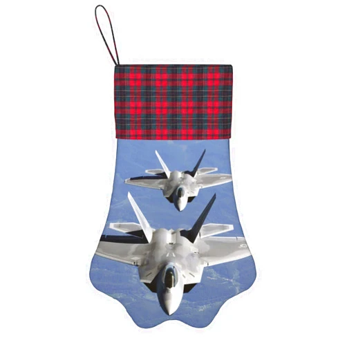 Ulxjll U.S. Air Force F-22 Raptor in The Sky 17inch*11.8 Inch Christmas Stockings with Plaid Cuff Christmas Room Decoration