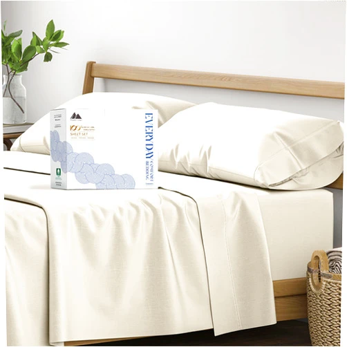 Mayfair Linen 100% Organic Cotton Percale Sheets California King Size - 4 Piece Percale Sheets California King, Percale Weave Sheets CalKing Size, Soft & Crisp, Cooling Sheets, 16