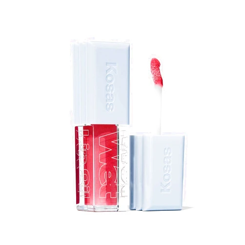 Kosas Wet Lip Oil Gloss - Hydrating Lip Plumping Treatment with Hyaluronic Acid & Peptides, Non-Sticky Finish (Malibu)