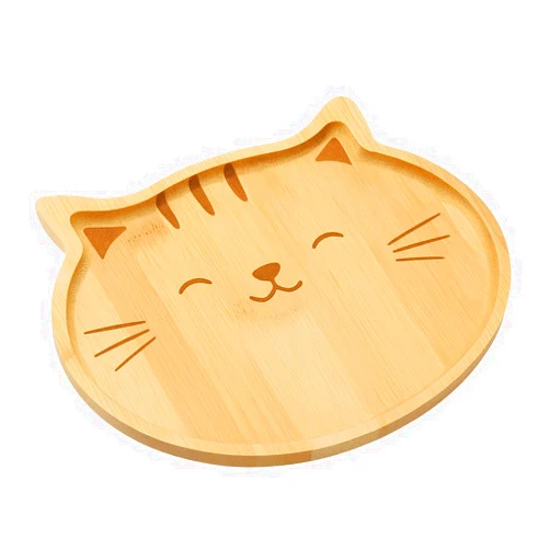 JB Home Collection 4572, Bamboo Cat Shape Food Plate for Snacks Appetizer Fruit Vegetable | Food Platter | Picnic Kitchen Party | Eco-Friendly Plates, 7