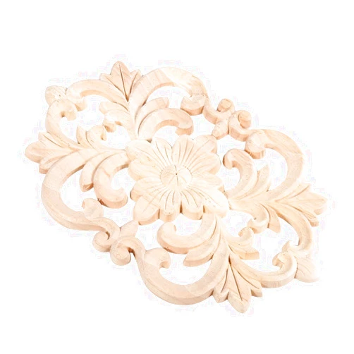 JTLB Rubber Wood Furniture Applique Onlay, Classical Elegant Wooden Carving for Home Decor, Glue On Wall, Door, Cabinet, Mirror, Cupboard, Chinese Culture Combination (22 * 14CM)