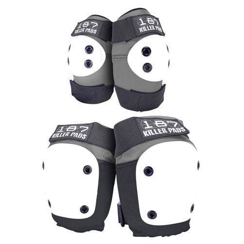 187 Killer Pads Knee Pads, Elbow Pads Combo Pack, Grey, Large/X-Large