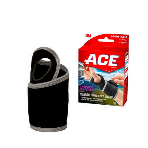 Ace+ ACE Brand Adjustable Compression Wrist Support, Moderate Support for Weak, Sore or Injured Joints, Wrist Support Conforms to Wrist, One Size Fits Most