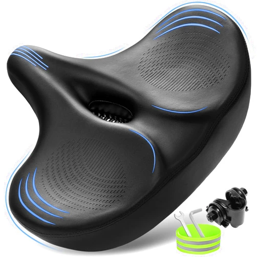 CDYWD Extra Wide Bike Seat for Men & Women Comfort, Oversized Bicycle Seat Cushion, Large Comfortable Wing Padded, Replacement Bike Saddle for Peloton Bike, Stationary Exercise Bike, City Bike, Ebike