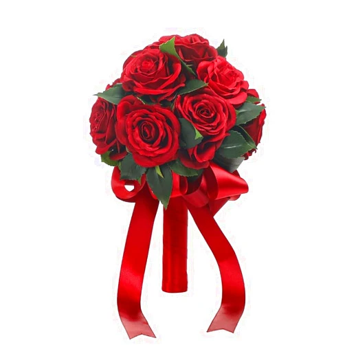 Eforcase Wedding Bouquet Bride Flower Bridal Bouquets, Ribbon Artificial Rose Wedding Bouquets for Bride Bridesmaid Bouquet Dark Red Rose Bouquet Bride Bridesmaid Holding Flower for Wedding Decor