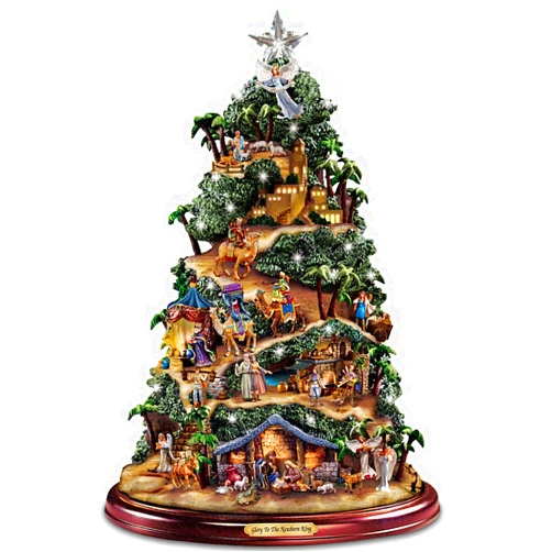 The Bradford Exchange Thomas Kinkade Illuminated Nativity Tabletop Tree: Glory to The Newborn King