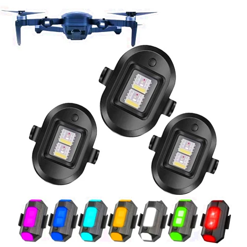 PCUORLEORS Drone Strobe Lights, Anti-collision strobe Lighting, 0.012 lbs Long Battery Life RGB LED Lights for DJI Mini 2/Air 2S/Mavic Air 2/2 Pro/Mavic Mini/FPV/Phantom/Holy Stone Drone(3 Pack))