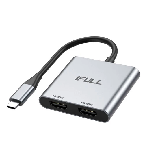 IFULL USB C to Dual HDMI Adapter, Dual Monitors Adapter USB C Adapter USB C Hub with 2 HDMI Docking Station 4K @60hz for Laptop HP Dell Surface Lenovo Thinkpad Chromebook…