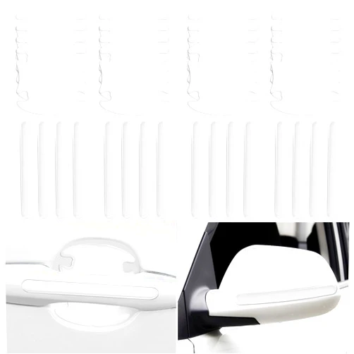 Zmoso 16PCS Car Door Handle Protector, Waterproof Anti-Scratch Paint Invisible Cars Door Handle Bowl Sticker Avoiding Scratches, Auto Exterior Accessories Protection Film for Most Models (Clear Transparent)