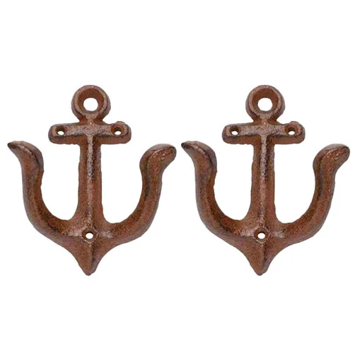 WTBFBY Anchor Shaped Coat Hook,Cast Iron Single Key Rustic Hook,Heavy Duty Decorative Vintage Coat Rack,Vintage Wall Mounted for Gift, Single Hook 2 Pcs