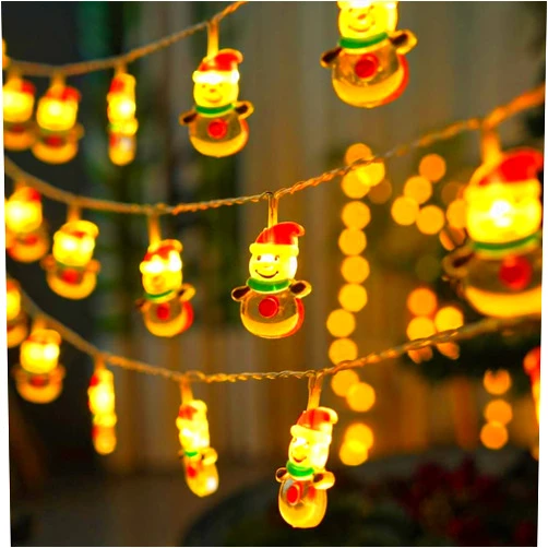 Buradanaldim Christmas Glass LED String Light 6.5ft 10 LED Warm Indoor String Lights Christmas Snowman Decorations Lights Battery Operated Christmas Festive Holiday