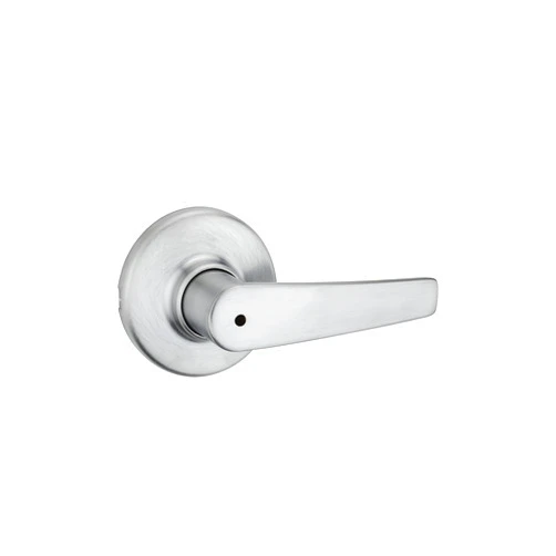 Kwikset Delta Interior Privacy Door Handle with Lock, Door Lever For Bathroom and Bedroom, Satin Chrome Reversible Keyless Turn Lock
