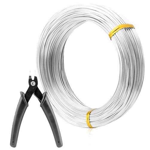 KSVZS Silver-1.0mm-100M Anodized Aluminum Wire KSVZS Bendable Metal Wire for Crafts,Sculpting,Armature and Daily Use 18 gauge wire+Pliers