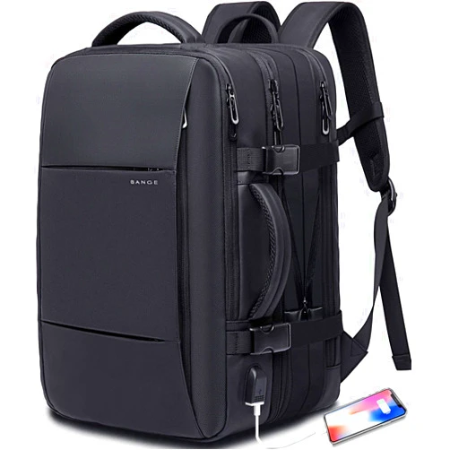 BANGE 45L Expandable Backpack, Water Resistant, Suitable for Travel, College Laptop Backpack for Men & Women