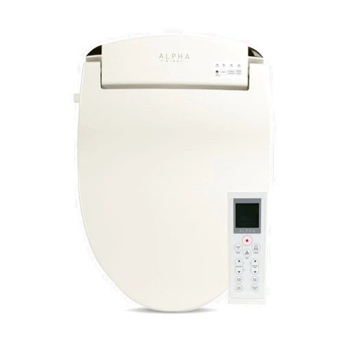 ALPHA BIDET JX2 Elongated Bidet Toilet Seat, Beige, Endless Warm Water, NEW* Bowl Mist, LED Light, Quiet Operation, Wireless Remote, Stainless Steel Nozzle, Sittable Lid, 3 Year Warranty
