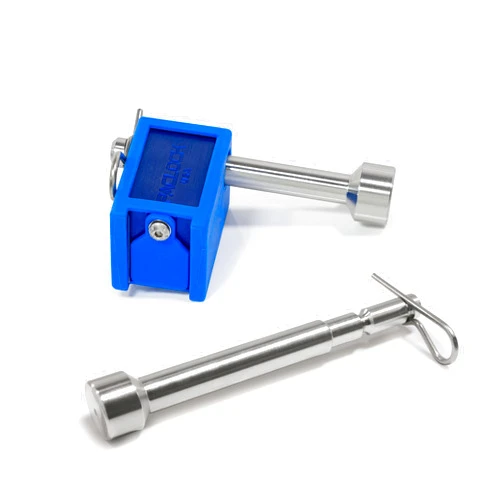 PACLOCK's KT-TL80A-125-250 Trailer Hitch Lock Combo, Buy American Act Compliant, Blue Anod. Alum., High Security 6-Pin Cylinder, One Lock Keyed to #26543 w/ 2 Keys, with 1/2