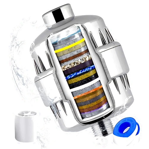 Aquatrend 25-Stage Shower Head Filter for Hard Water, High Pressure Shower Filter for Removing Chlorine and Fluoride, Vitamin C Improves the Condition of Skin Hair Nails Chrome