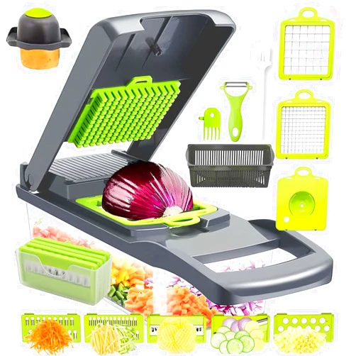 Febvao Vegetable Chopper,17 in 1 Kitchen Gadgets Accessories,Food Salad Chopper Vegetable Cutter,Mandolin,Onion Veggie Chopper with Container,Vegetable Slicer,Dicer Chopper Box for Fruit,Potato,Tomato