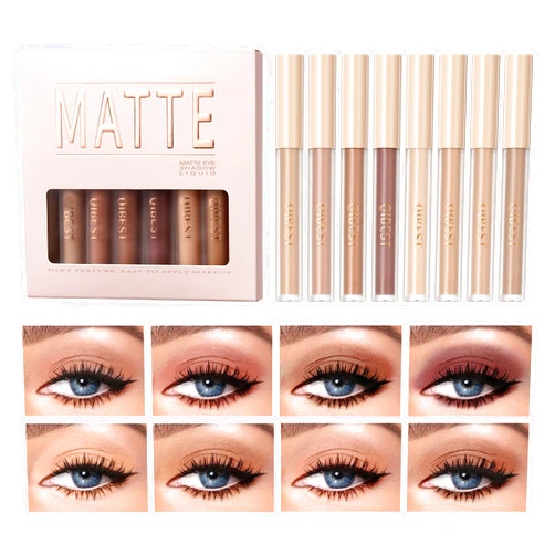 MAEPEOR Matte Liquid Eyeshadow 8 Colors Neutral Naked Smooth Creamy Eyeshadow Set Lightweight High-pigmented and Waterproof Long Lasting Matte Eyeshadow (Matte Nude, 8Colors Set 4)