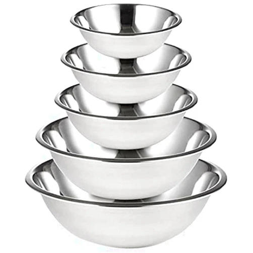 Culinary Depot Mixing Bowls Stainless Steel (Set of 5) Polished Mirror Finish Nesting Bowls ¾, 1 ½, 3, 4, and 5 Quart - Cooking Supplies