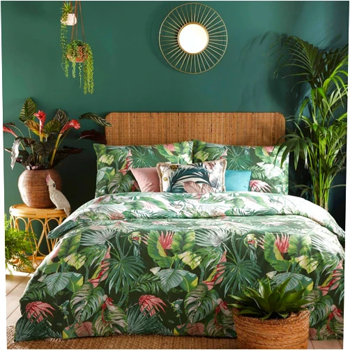 XIAMANG Tropical Jungle Duvet Cover King Parrot King Bedding Set with Zipper Closure, Comforter Cover 104