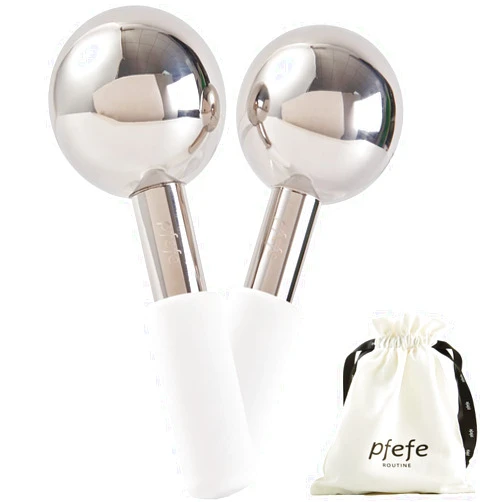 pfefe Ice Globes for Face & Eyes, Unbreakable Stainless Steel Cryo Sticks for Beauty Routines, Facials Cold Roller Cooling Globes for Puffiness, Wrinkles, Dark Circles, Headaches