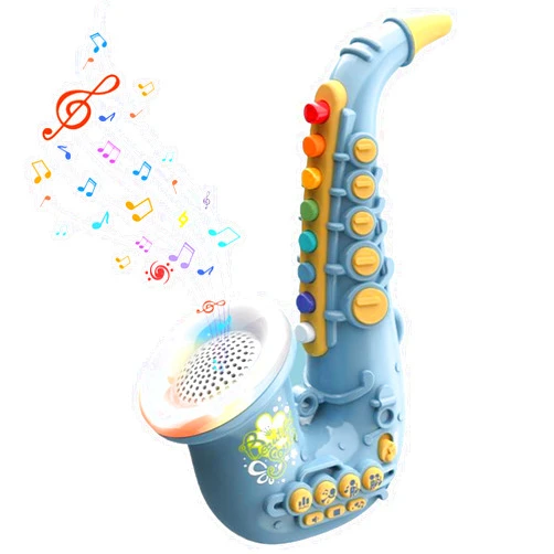Ckuakiwu Toy Saxophone, 10.2inch Kids Trumpet Toy with Music & Light Effects, Kids Musical Instruments, Saxophone Early Education Toy for Kids Ages 3 +
