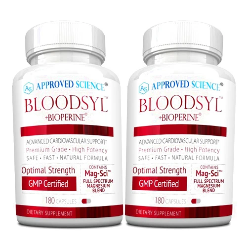 Approved Science Bloodsyl - Supports Blood Flow - Hawthorn Berry, Magnesium, BioPerine - Vegan - 180 Capsules - Pack of 2