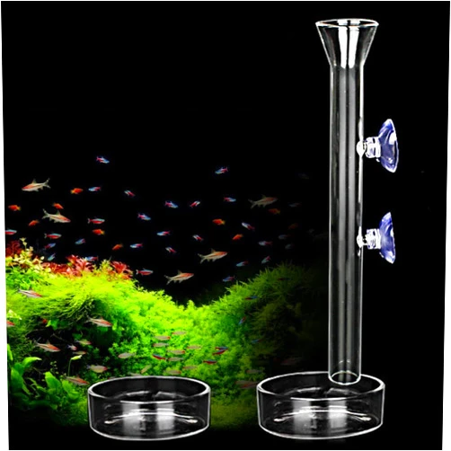 AnxunJim Shrimp Feeding Tube and Dish,2 Cup Clear Crystal Glass Fish Tank Shrimp Feeder Tube Tray