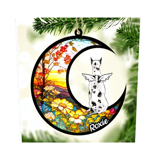 LOVELYPOD Personalized Great Dane (Harlequin) Dog Christmas Ornament, Great Dane (Harlequin) Dog Suncatcher Ornament, Custom Dog Gifts for Dog Lovers on Christmas, Loss of Pet Sympathy Gift