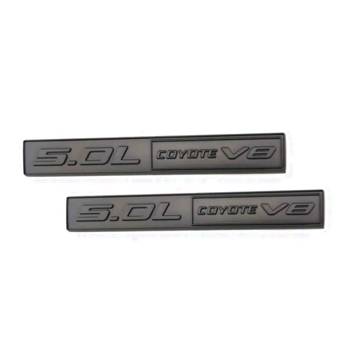 CHNLML 2X 5.0L Coyote Emblems, 3D Trim Fender Hook Trunk Badge Decals Stickers (Black)