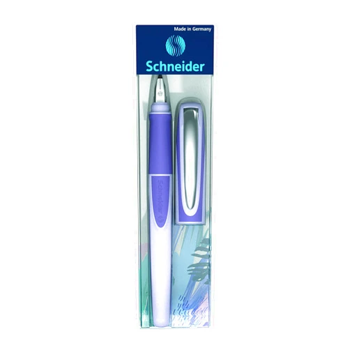 Schneider Ray Fountain Pen M (Medium), Refillable, Lavender Barrel, Royal Blue Erasable Ink Cartridge, Pack of 1 Pen (168208)