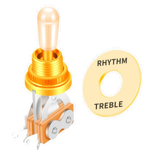 SAPHUE Guitar 3 Way Toggle Switch Position Short Straight Gold Top Gold Knobs for Gibon Epiphone Les Paul Electric Guitar Parts Pickup Selector kit with Plate Rhythm Treble Washer Ring Gold/Black