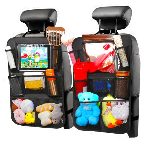 Generic Backseat Car Organizer with 11'' Touch Screen Table Holder, 2 Pack Car Seat Back Protectors Kick Mats with 7 Storage Pockets for Kids Toddlers