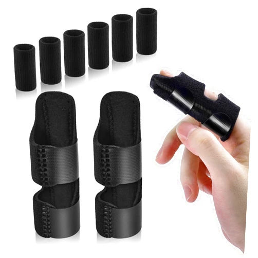 Sopito Finger Splint, 2pcs Finger Braces with 6pcs Nylon Sleeves, Finger Support Stabilizer for Broken Fingers Straightening Arthritis Knuckle Immobilization