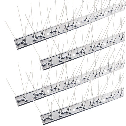 Hausse Stainless Steel Bird Spikes 4 Pack, Squirrel Small Birds Pigeons Crows and Woodpeckers Deterrent Devices Bird Repellent Spikes, Assemble Easily Covers 4 Feet for Outdoor Wall Fence