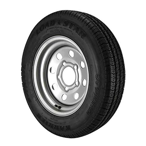 Kenda Loadstar ST145/R12 Loadstar Trailer Tire LRE on 5 Bolt Silver Mod Heavy Duty Wheel