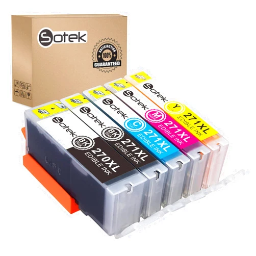 Sotek 270XL 271XL 270 271 XL C A K E Ink Cartridges 5 Color, Work with Pixma MG5720 MG5721 MG5722 MG6820 MG6821 MG6822 MG7720 TS5020 TS6020 TS8020 TS9020 Printers (BK/BK/C/M/Y)