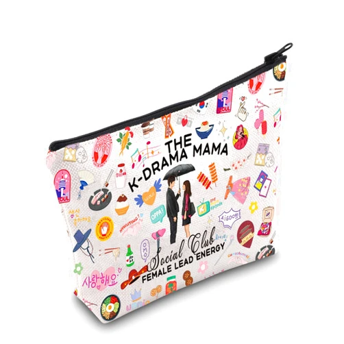 MEIKIUP K-Drama Mama Social Club Makeup Bag Korean Drama Fans Gift K-Drama Lover Merch Funny K-Drama Gift (K-Drama Mama bag)
