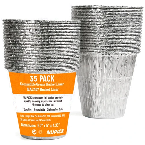 NUPICK 35 Pack BAC407 Grease Bucket Liner Compatible for Traeger Pro Series 575/780, 22/34 Series, Ironwood 650/885 Grills, Grill Accessories for Traeger, 4.9