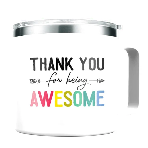 SANDJEST Inspirational Gifts for Women Thanks for Being Awesome Tumbler 14oz Insulated Coffee Mug with Handle Thank You Gift for Women Men Coworker Colleague Boss Friends Gift for Birthday Christmas