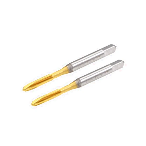 uxcell Spiral Point Plug Threading Tap M3 x 0.5 Thread, Ground Threads H2 3 Flutes, High Speed Steel HSS 6542, Titanium Coated, Metric Screw Taps Tapping Bit for Thread Repair, 2pcs